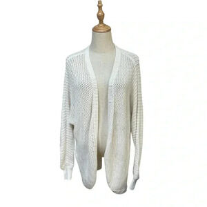 Just Fab Knit Long White Cardigan Size M